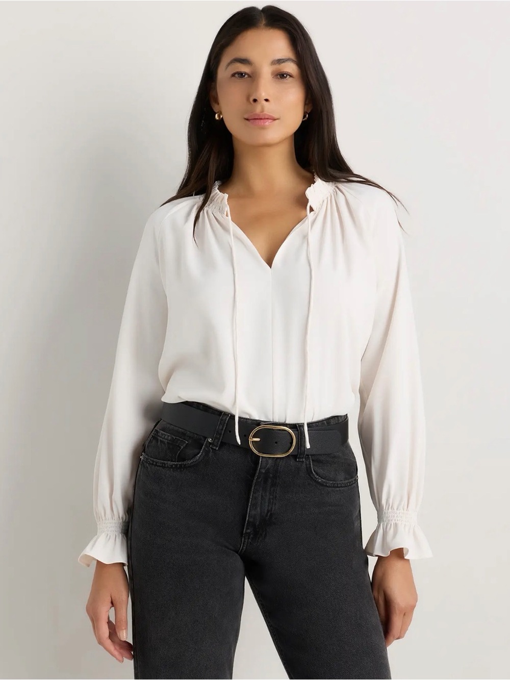 Quince Women's Chiffon Long Sleeve Blouse